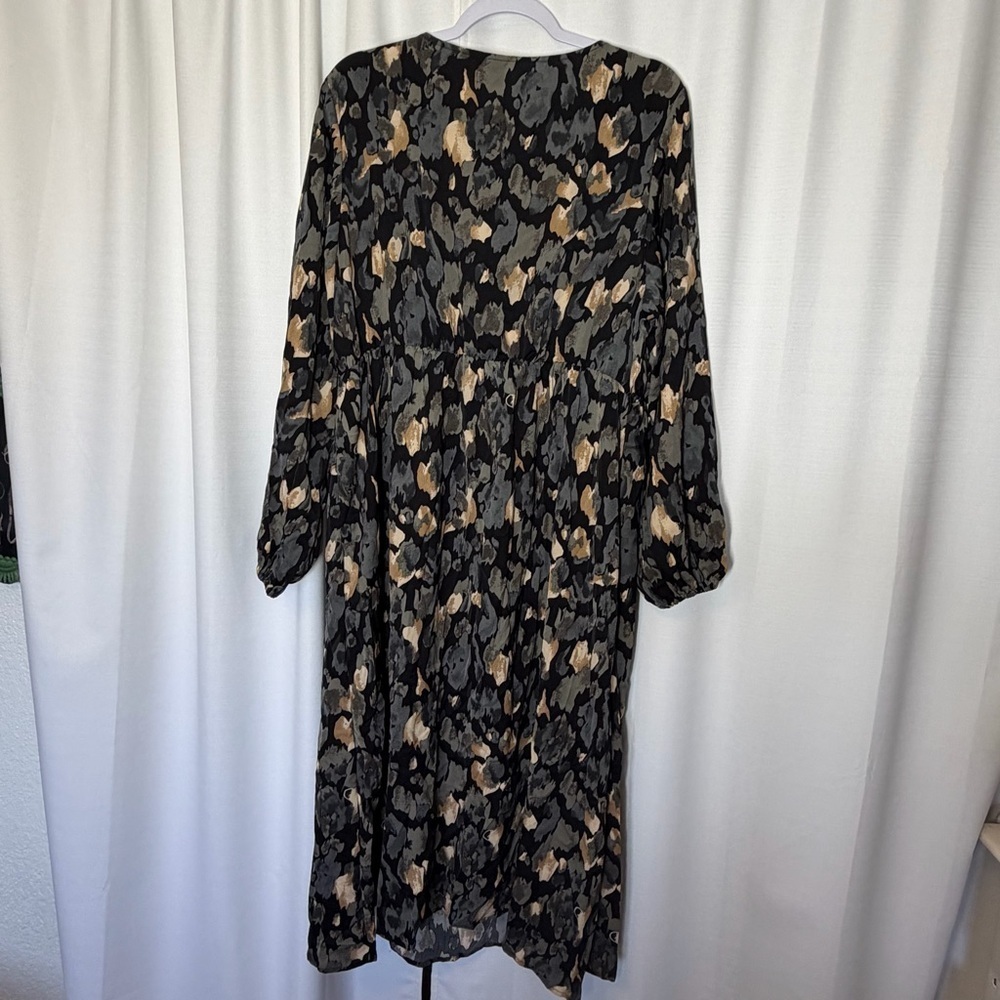 NWT Womens Floral Midi Long Sleeve Floral Peasant Fit Flare Dress 2XL Earth Tone - Picture 9 of 15